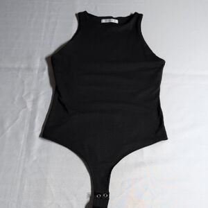 ReoRia Black Sleeveless Bodysuit High Neck Fitted
